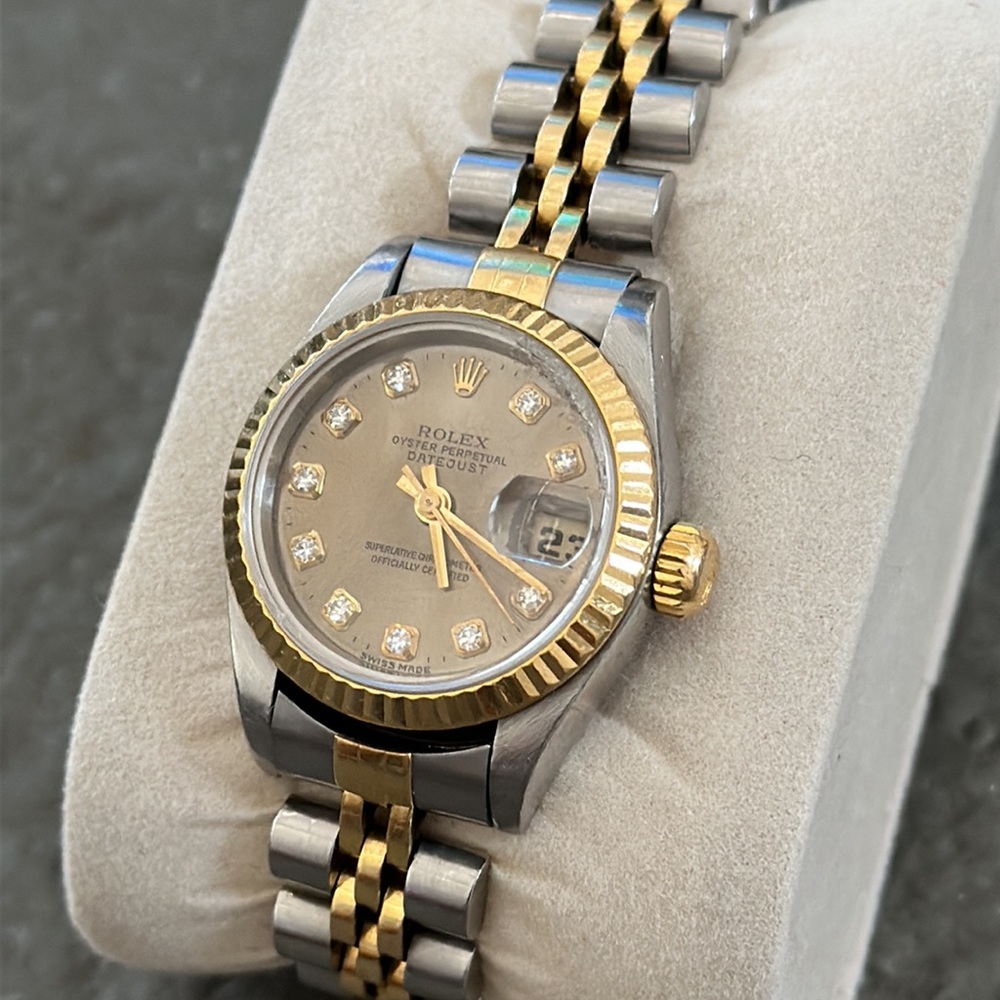 Rolex Ladies Datejust 26 with Diamond Dial Fluted Bezel Jubilee Steel & Gold